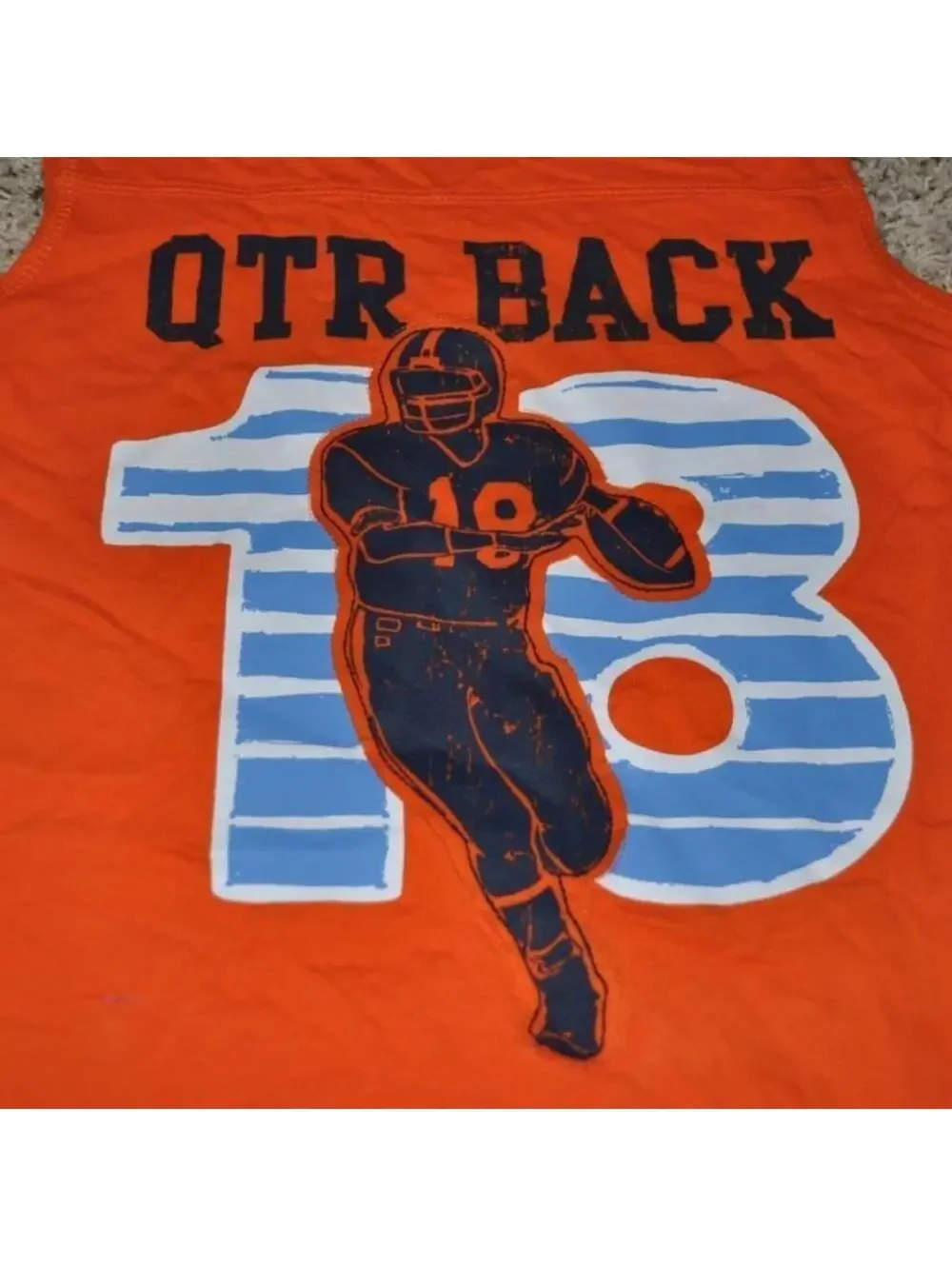 Oshkosh Football Tank Top Boys 4 Orange Quarterback Sleeveless Shirt